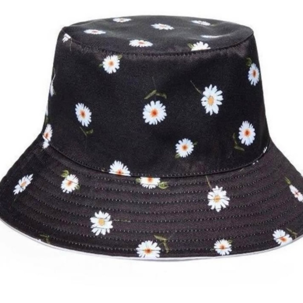Floral Black Bucket Hat